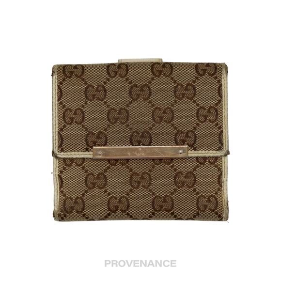 🔴 Gucci Trifold Wallet - Chalk Guccissima Leather - Picture 1 of 10